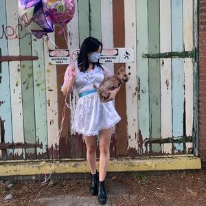 Silky white malicious design dress